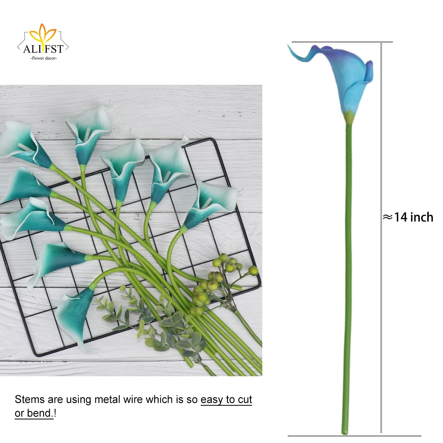 30Pack Real Touch PU Latex Artificial Calla Lily Flowers for Wedding Party and H