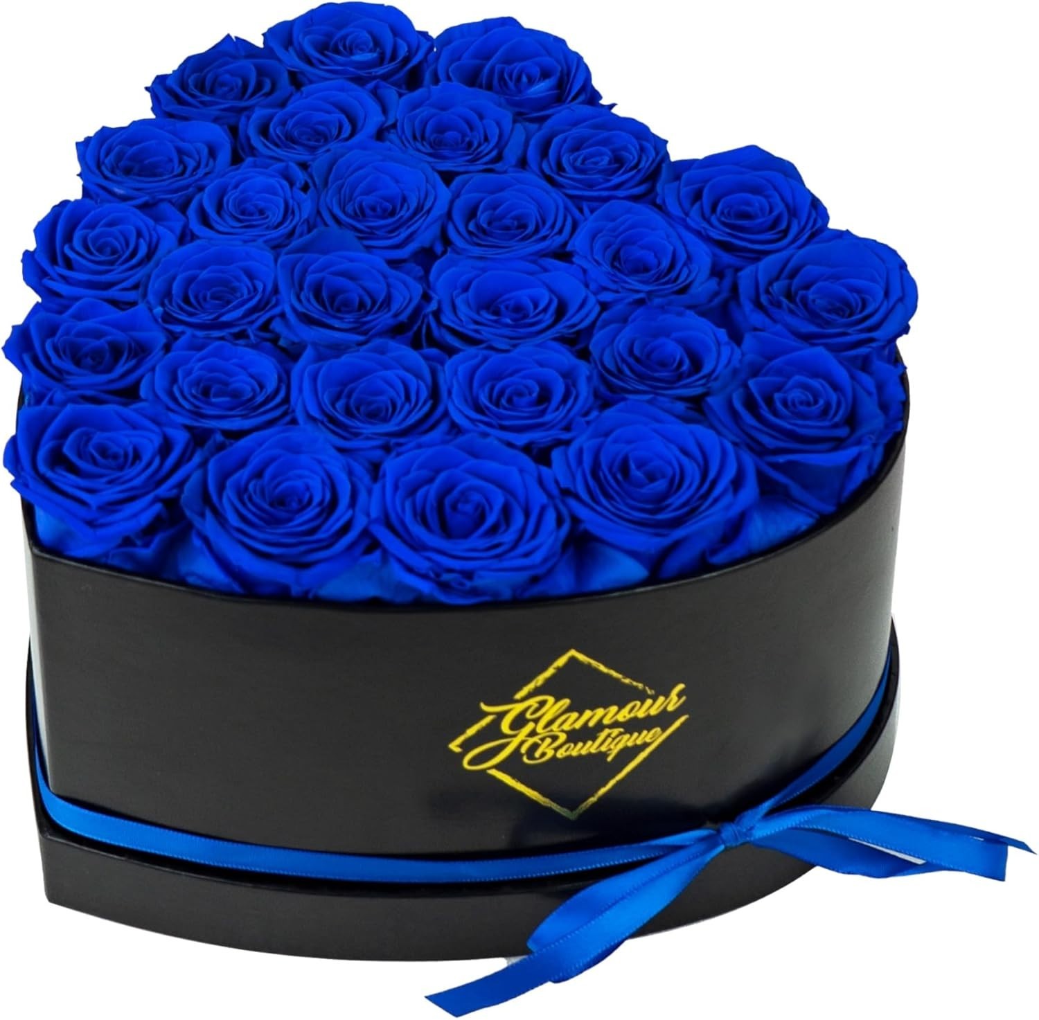 Hassle-Free 27 Blue Eternal Roses in Heart-Shaped Box – Timeless Elegance