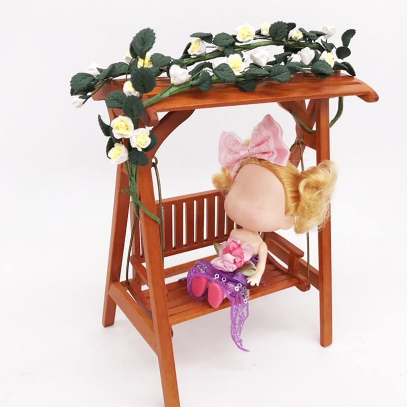 1/12 Miniature Flower Vine Realistic Artificial Rose Flower Garden Scene Display