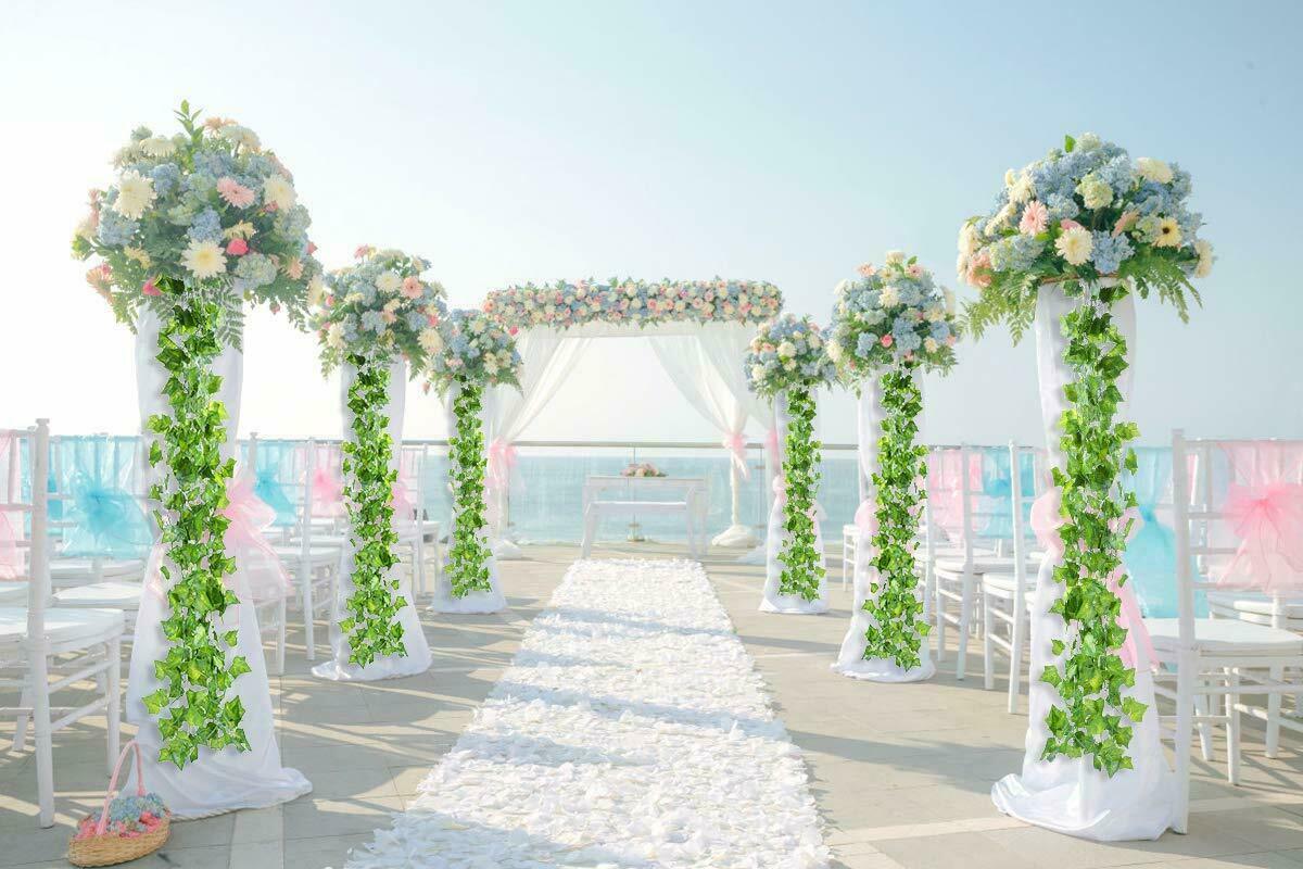 12pcs Artificial Ivy Leaf Plants Vine Hanging Garland Fake Flowers Home Decor