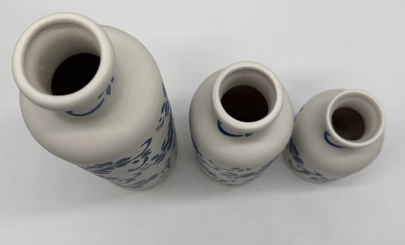 Vase Floral Blue White Ceramic 3pk New 1.5” Mouth 3” Base