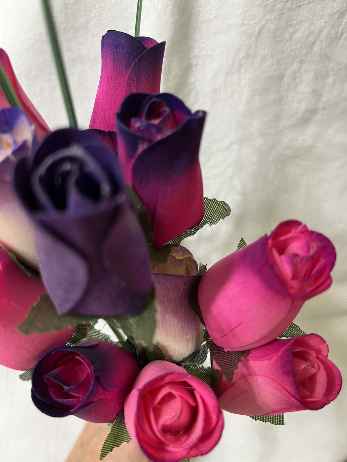 NEW Roses 1 Dozen Wood Forever Flowers Pink And Purple Hand Made