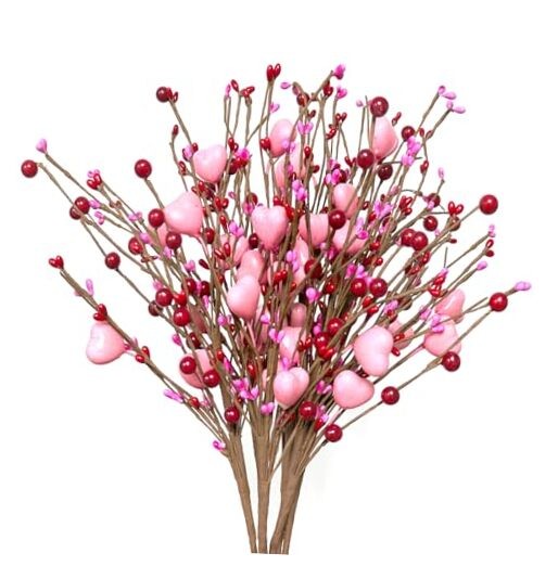 Valentine’s Day Decoration Pink Heart Picks Floral Gifts for Her Valentines