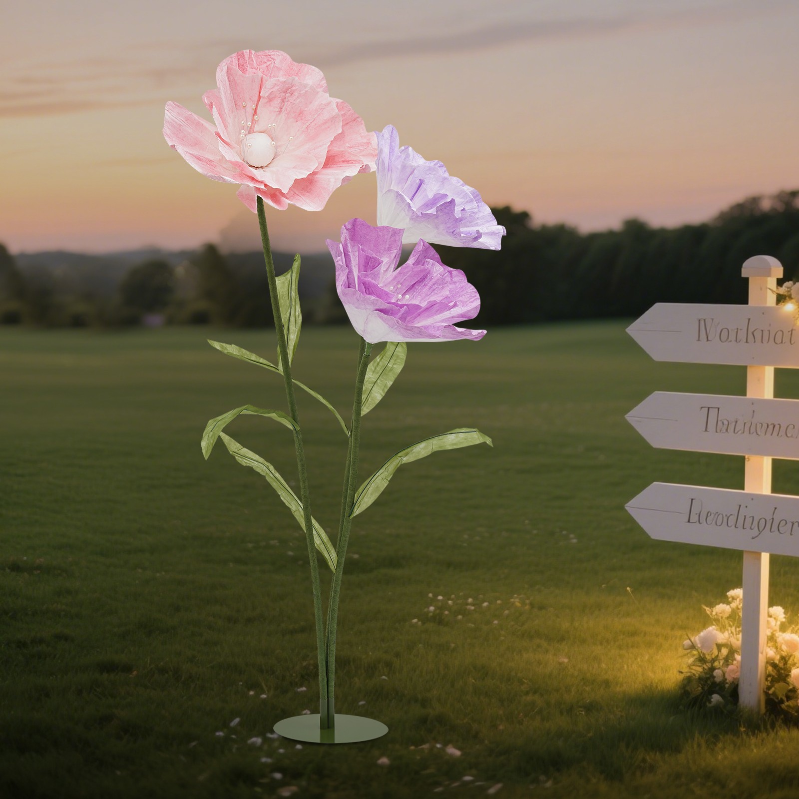 Large Artificial Flowers with Stems and Base, Huge Artificial Flower for Party