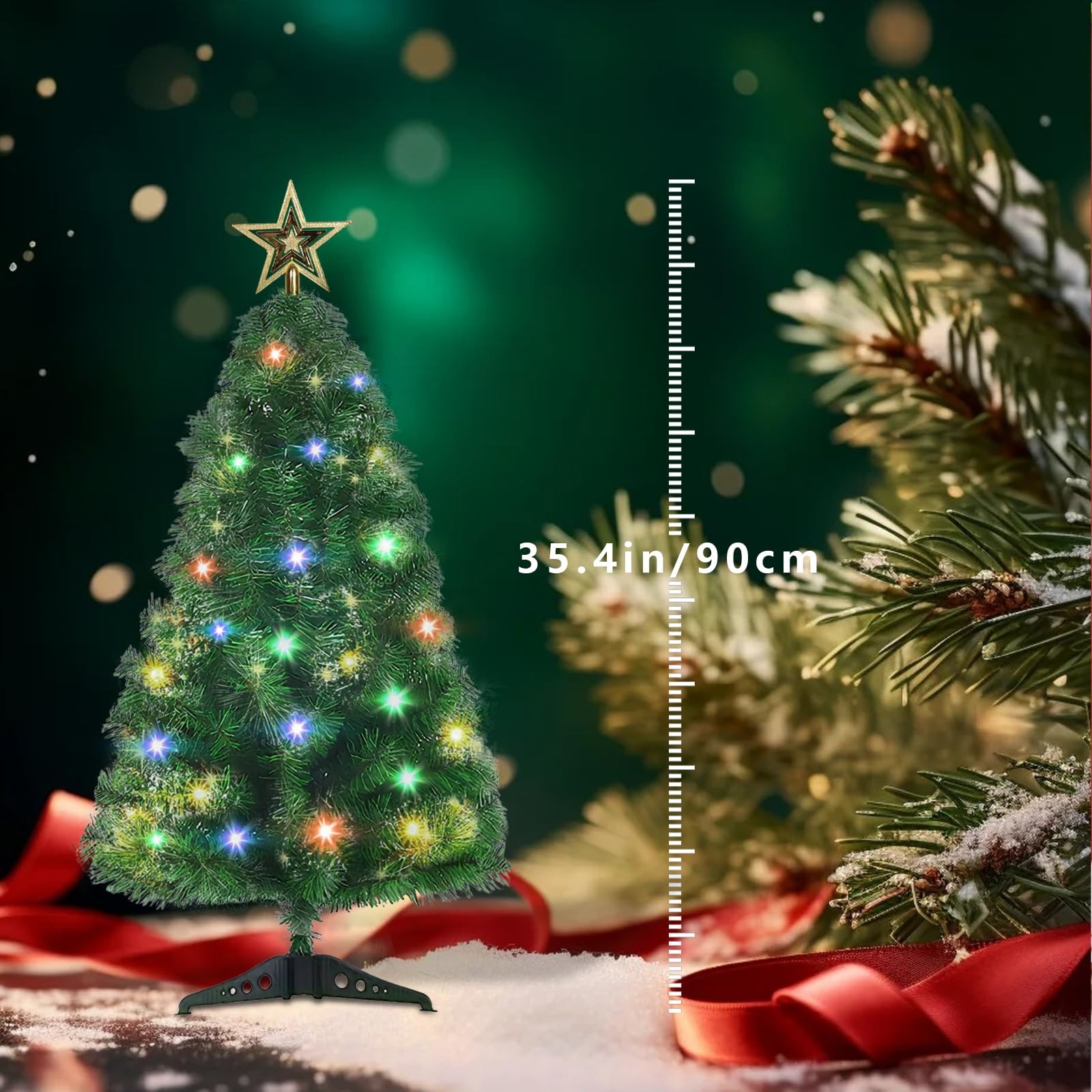 3ft Artificial Christmas Tree, Tabletop Xmas Tree for Holiday Decor 140 Branc…