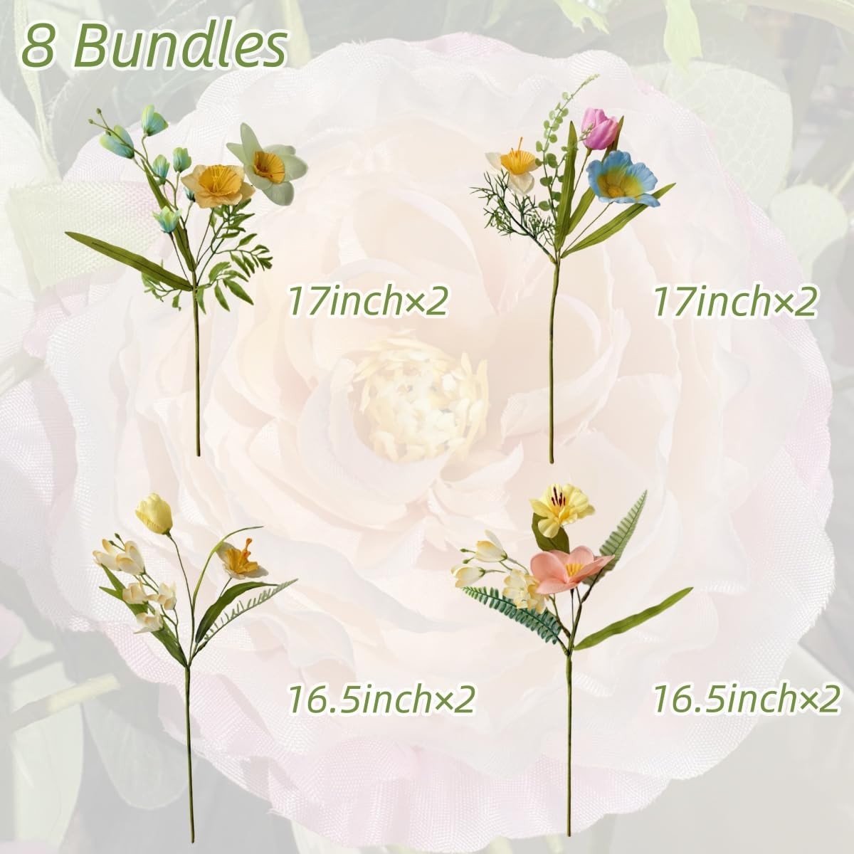 Artificial Wildflowers Bouquet, 8 Bundles Fake Silk Daffodil Flowers Arrageme…