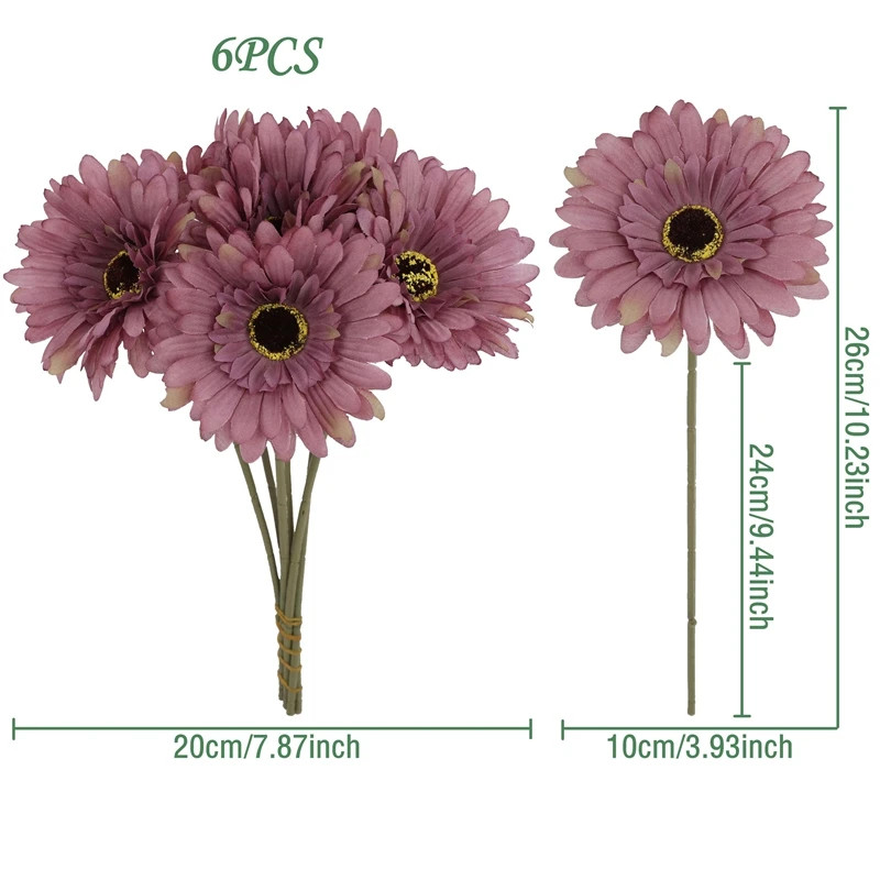 5/10Pcs 26Cm Artificial Silk Gerbera Flowers Bouquet Wedding Home Table Decorati