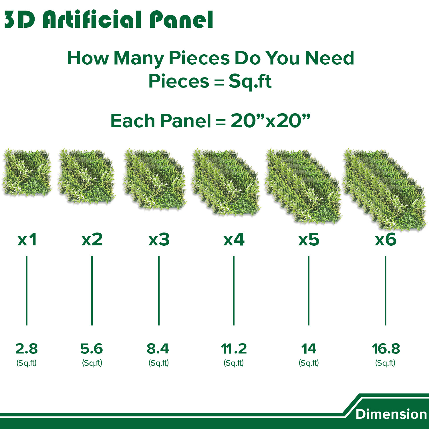 20″ Artificial Grass Mats 3D Mixed Plant Wall Hedge Decor For Home Festival #13