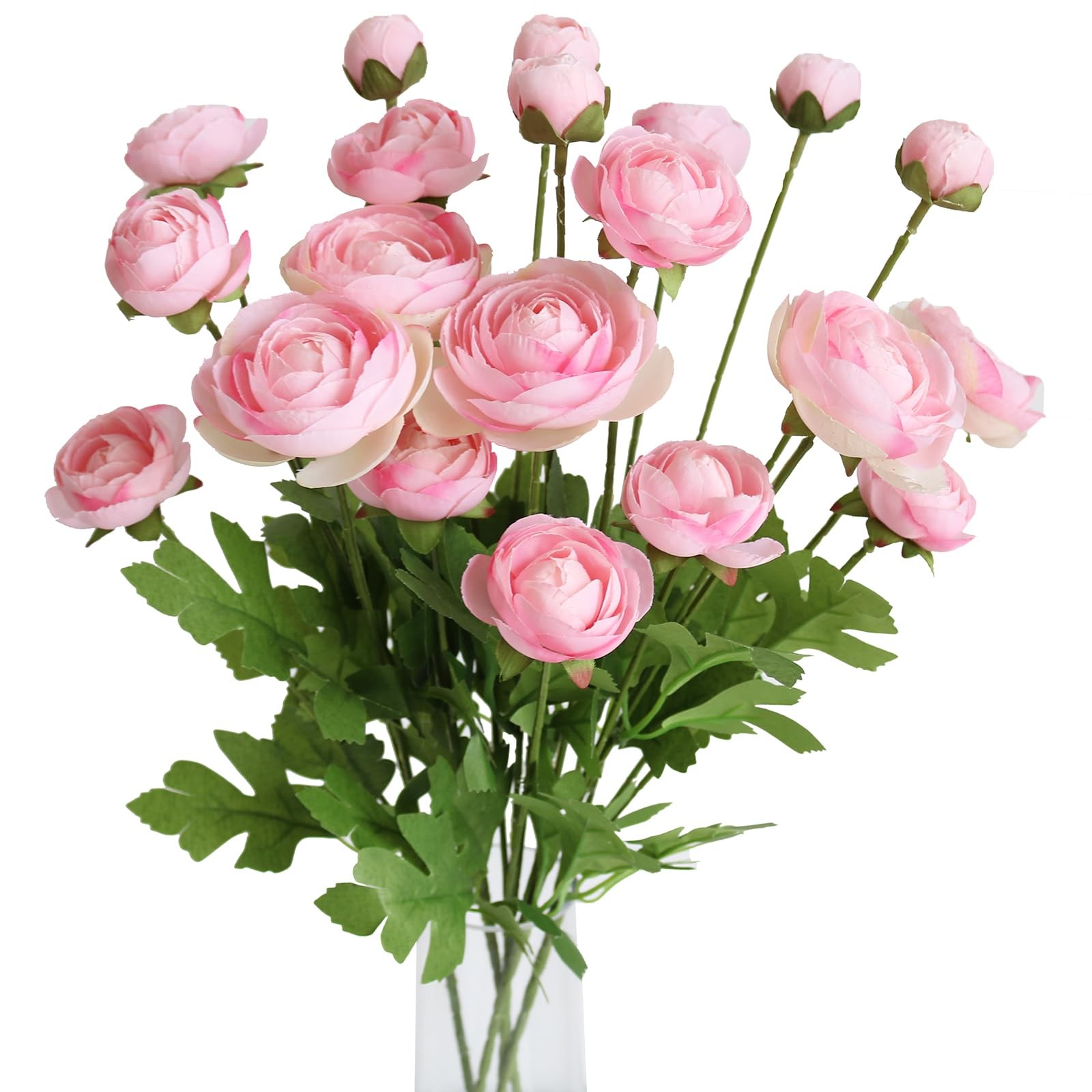 5 PCS Pink Artificial Ranunculus Silk Flower Persian Buttercup Floral Decor