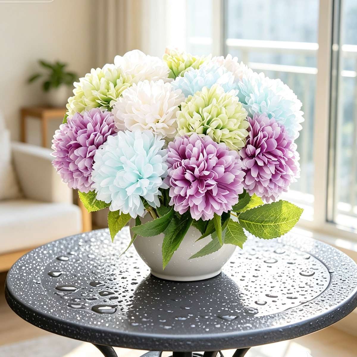 Lot Artificial Flowers Chrysanthemum Bouquet Fake Plants Wedding Yard Home Decor