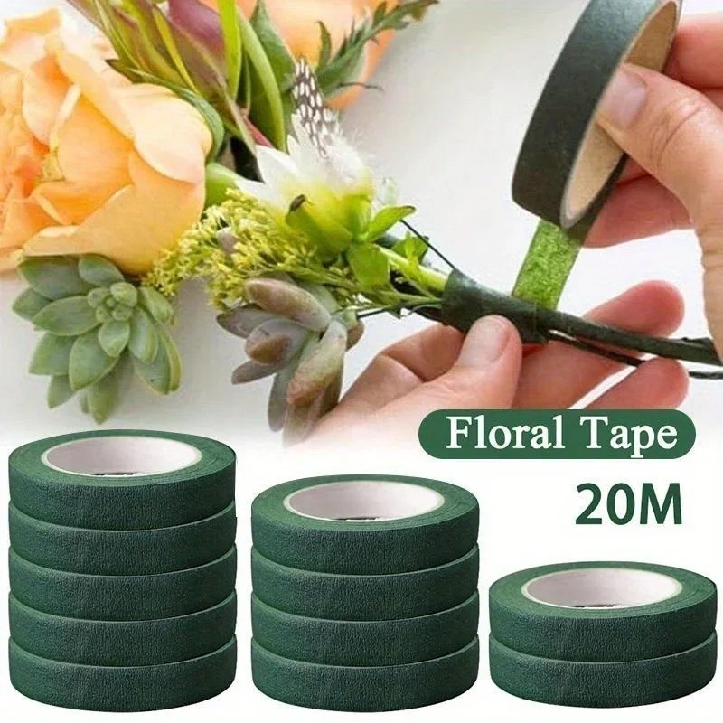 Florist Stem Tape Wire Floral Work Plastron Rose Flower Stamen Paper Wrap 20m