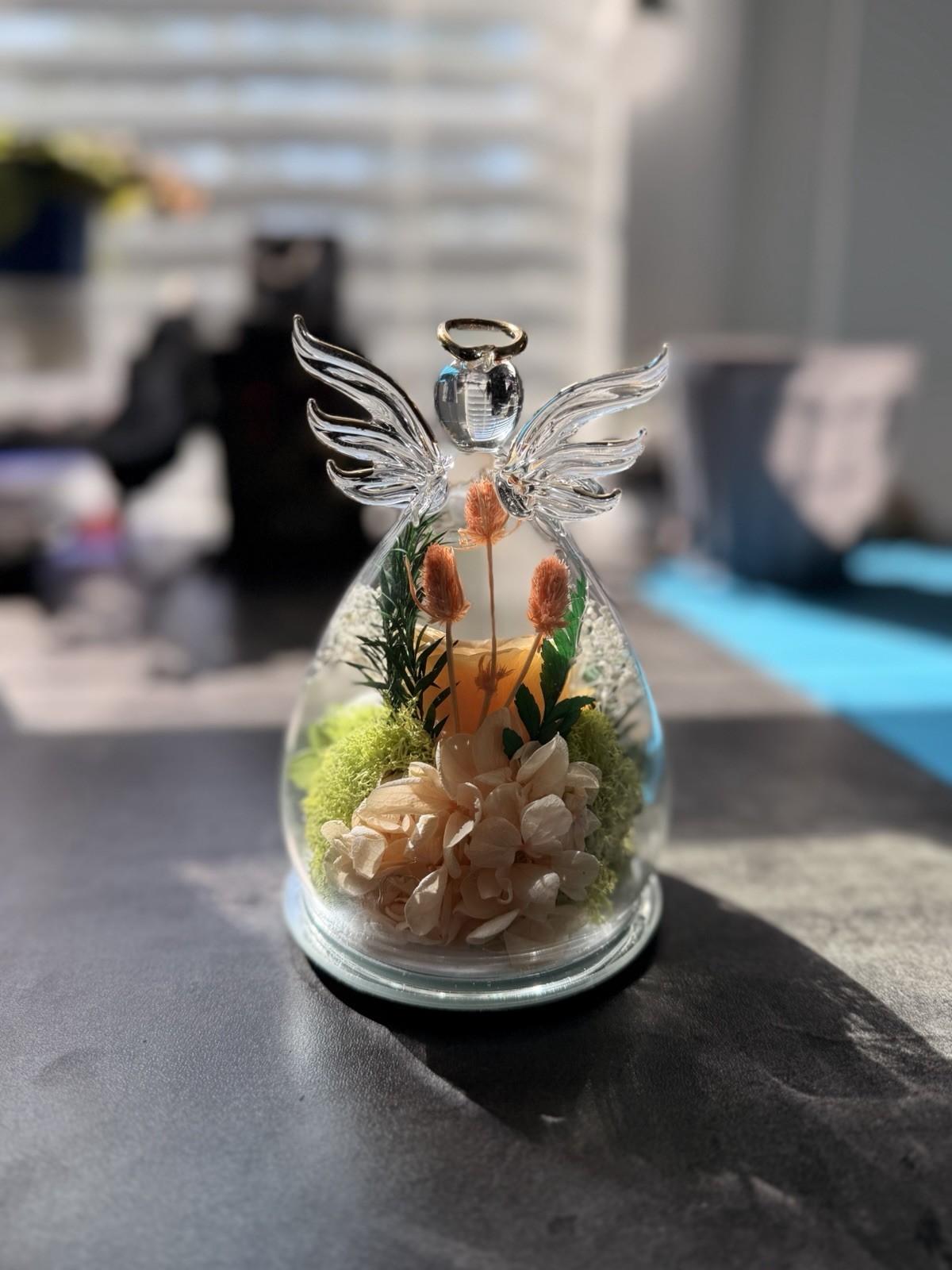 Angel Gifts for Women Mom Grandma Preserved Real Rose in Glass Angel Figurine