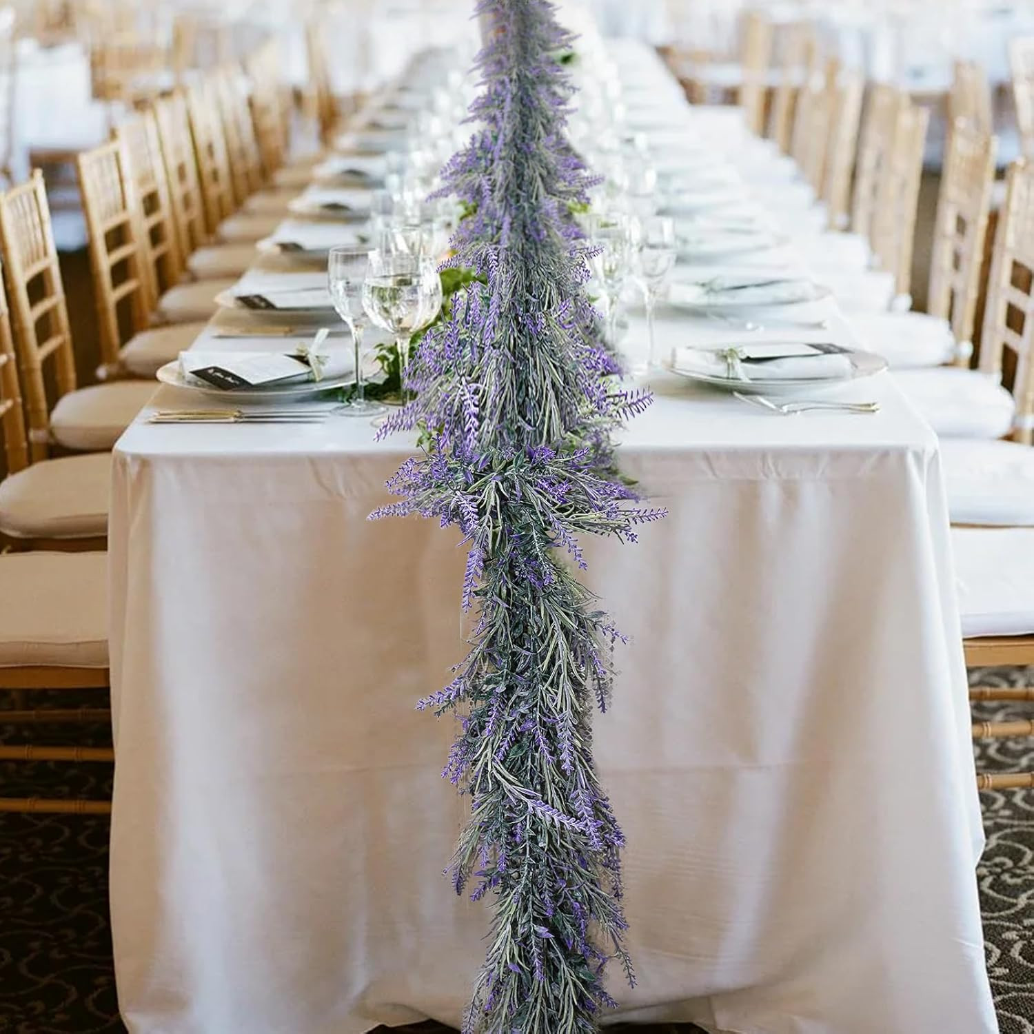 Spring Summer Lavender Purple Garland, 6Ft Lavender Artificial Green Garland, Fa
