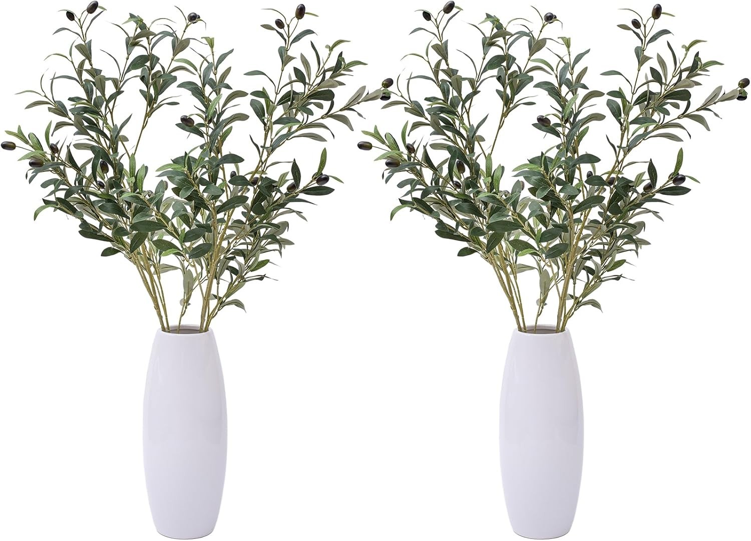 39 Inch Artificial Olive Branches for Vases, Fake Plants Greenery Stems
