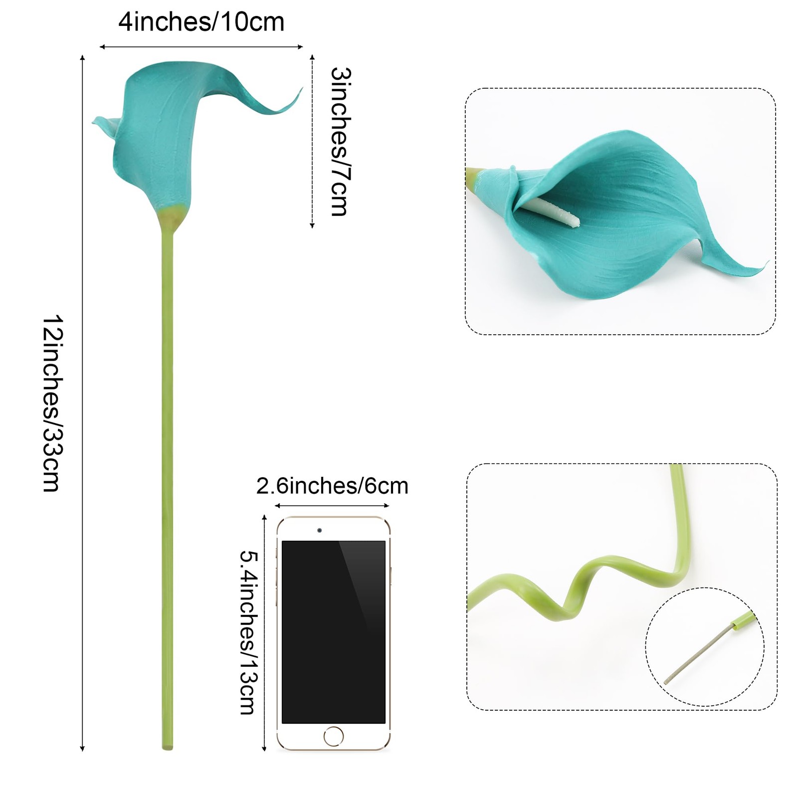24 PCS Teal Fake Flowers Artificial Calla Lily Silk Flowers Real Touch for Mo…