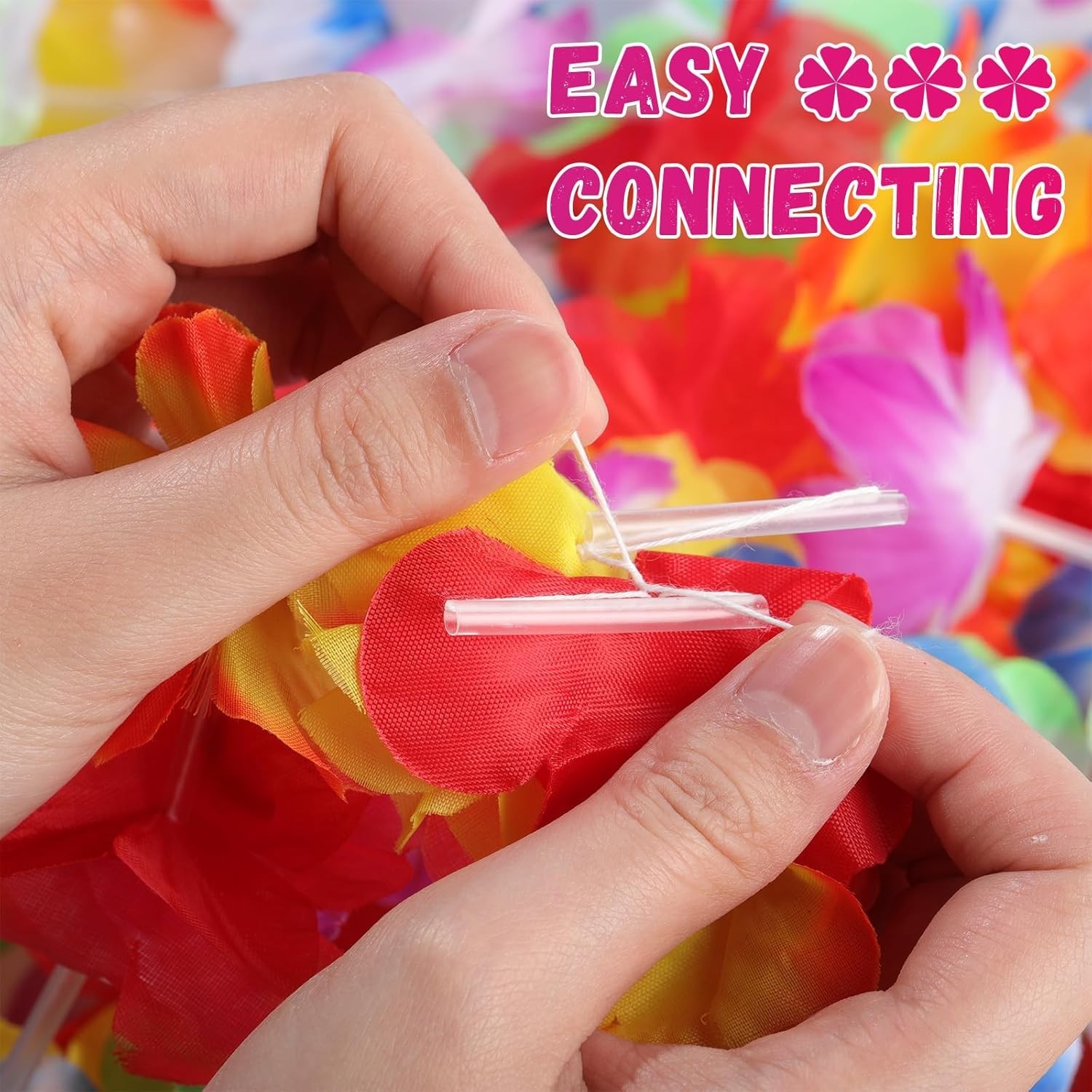 20 Pcs Multicolor Tropical Flower Lei Garland 60 Pcs 8 Inch Palm Leaves Artifici