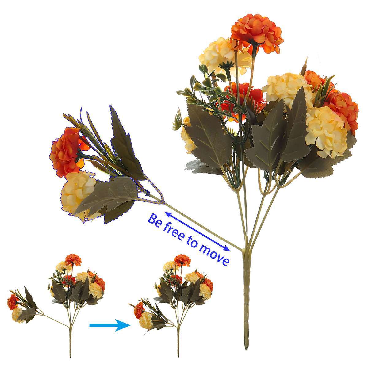 10 Heads Artificial Hydrangea Flower Bouquet Plants Home Wedding Decor