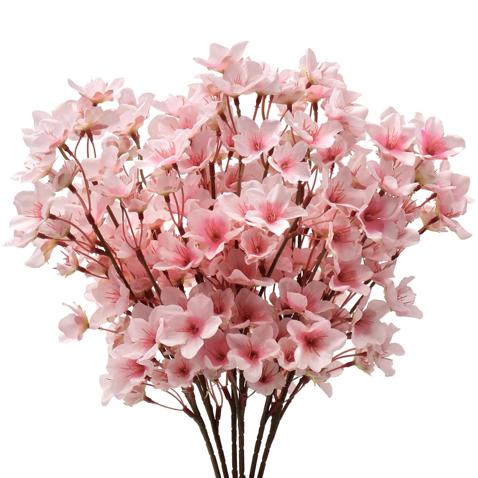 6PCS Artificial Cherry Blossom Flowers, Pink Faux Peach Blossom Branches Stem…