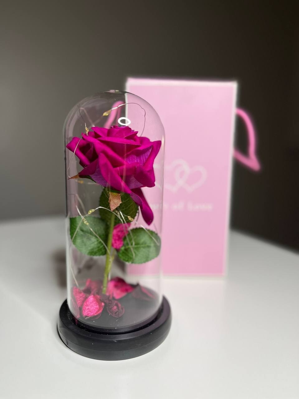 Preserved Eternal Rose In Glass Galaxy Flower Dome LED Light Mothers Day Gifts