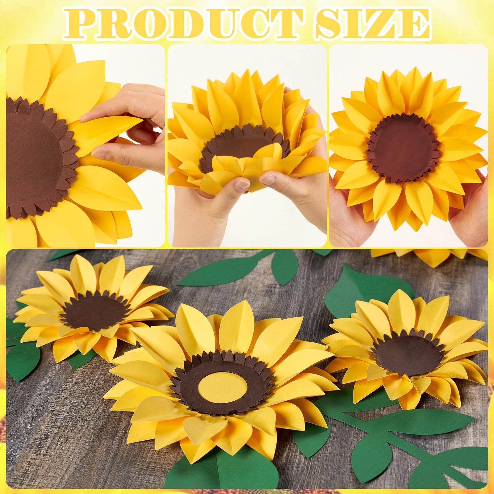 15pcs Sunflower Wall Decor, Paper Flower for Wall with 3D Artificial Flowers …