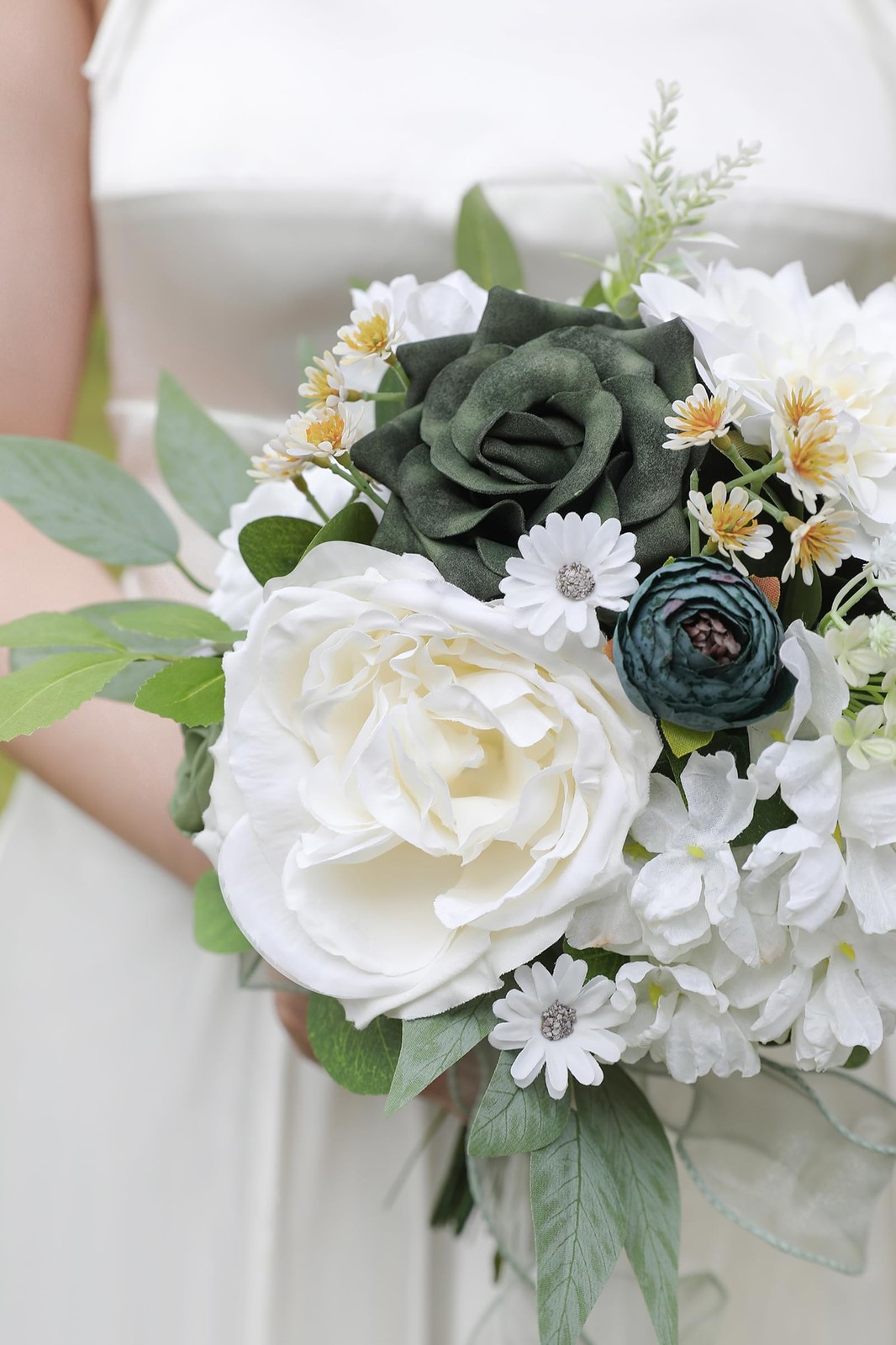 Artificial Flower Box Set Silk Fake Hand Bouquet Burgundy Wedding Decor