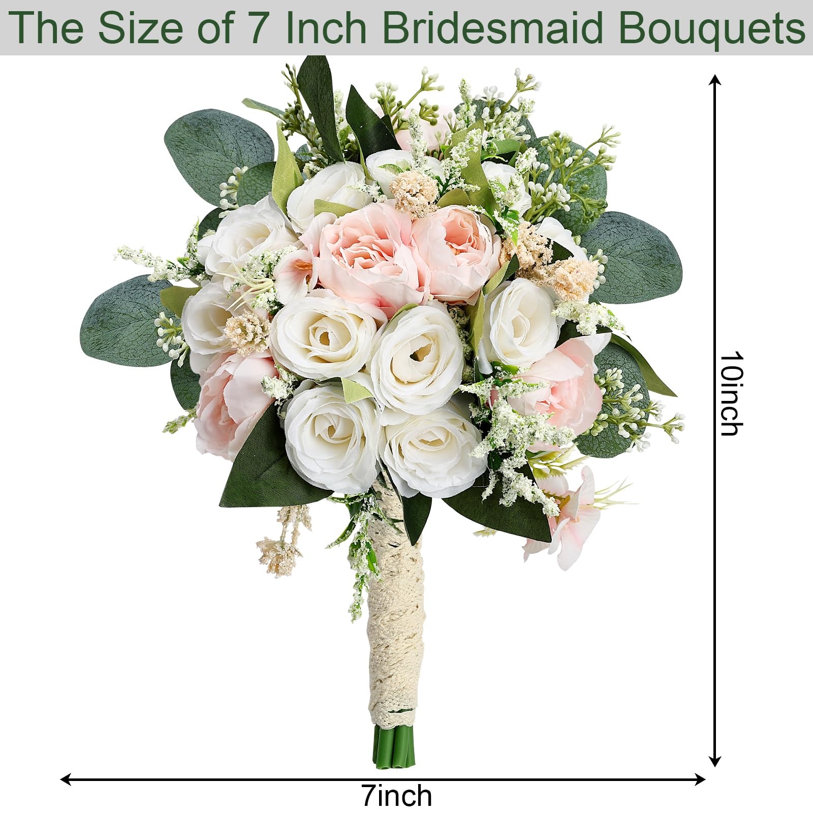 DIYDOFUN Bridesmaids Bouquets for Wedding – Set of 2 Realistic Artificial Ros…
