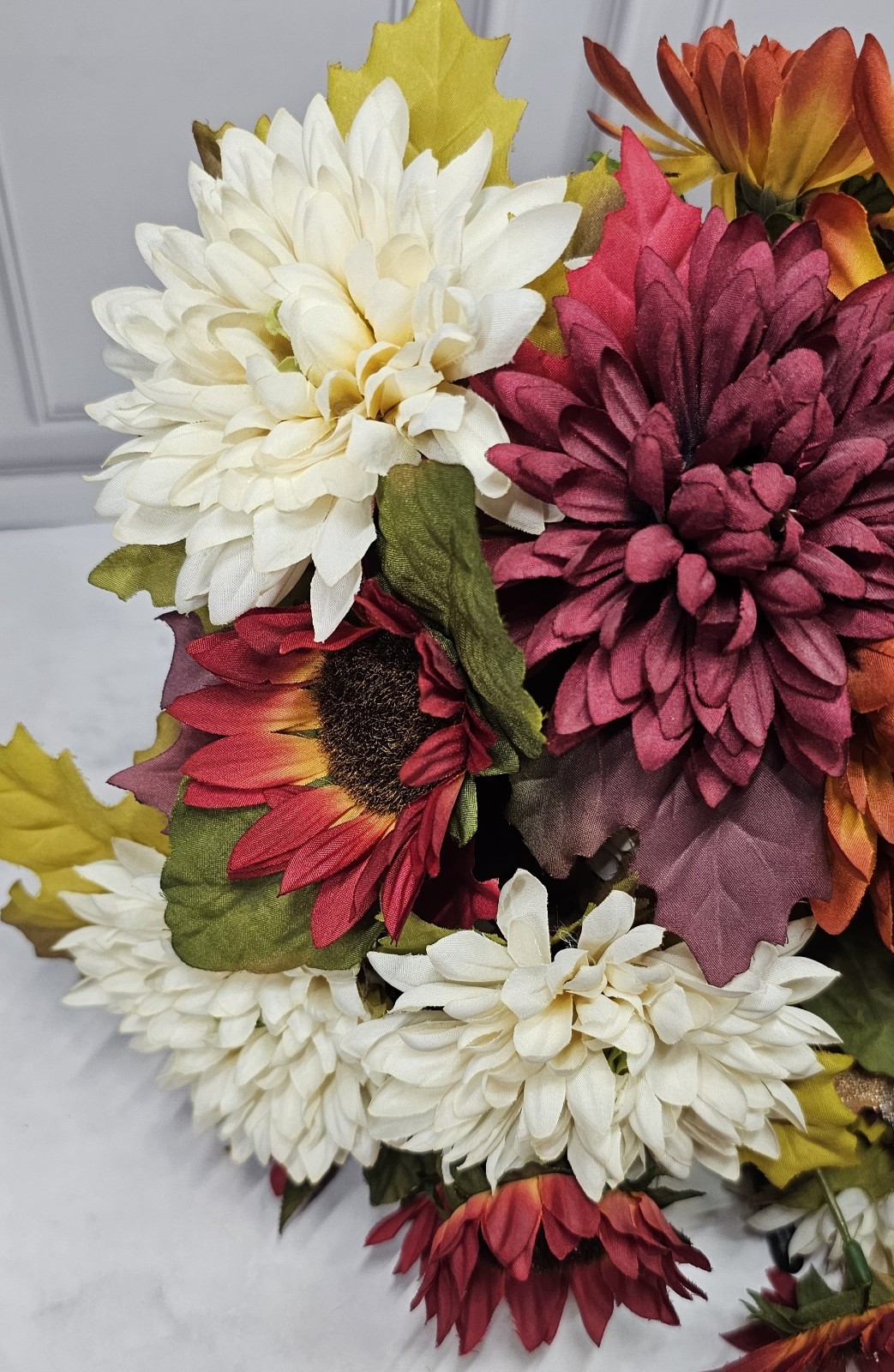 Fall Artificial Flowers With Small Pumpkin And Gourds