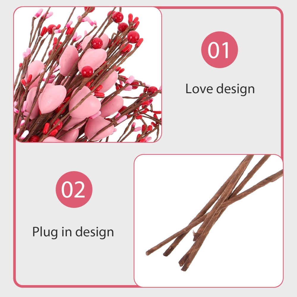5Pcs Foam Valentine Berry Picks Assorted Color Romantic Home Decoration