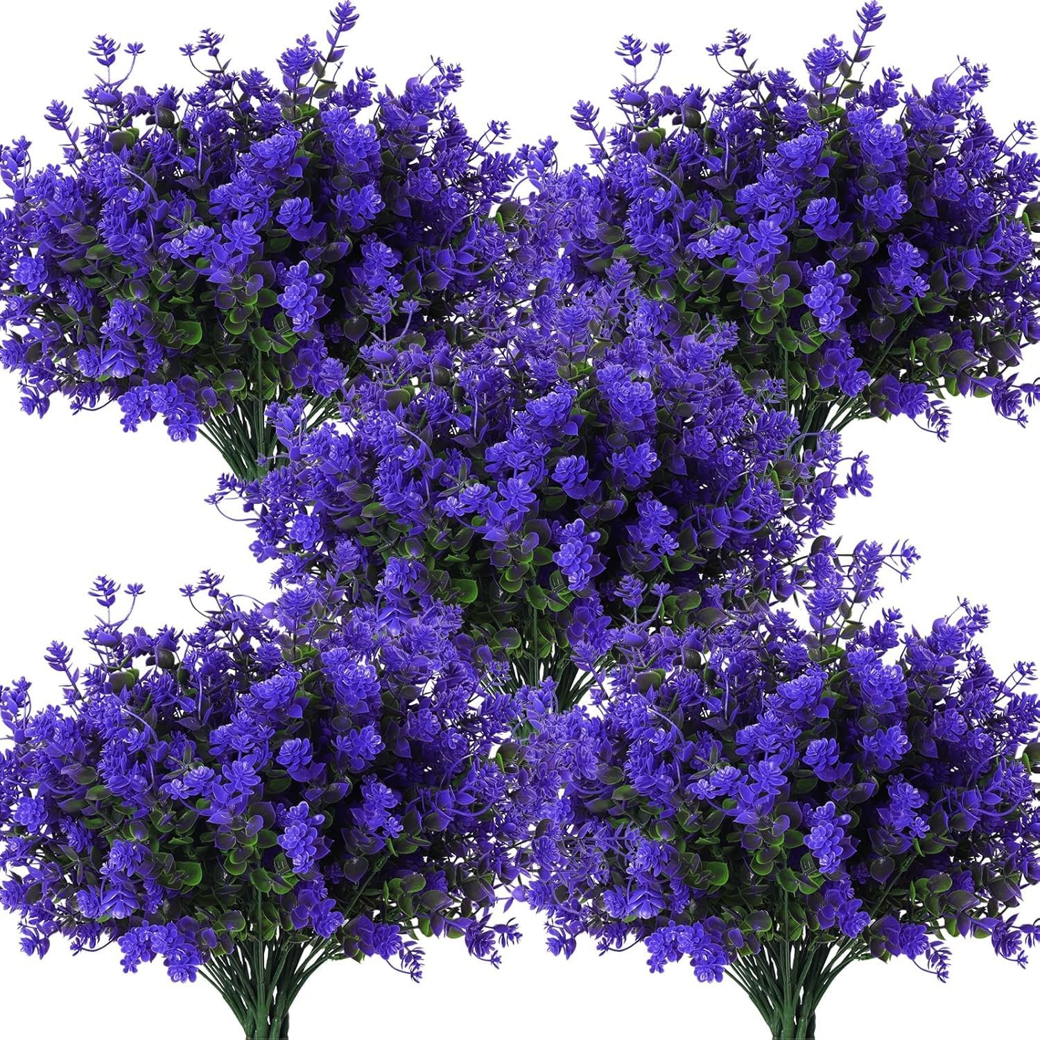 10Pcs Fake Boxwood Plants,Purple Flowers Artificial Greenery Outdoor