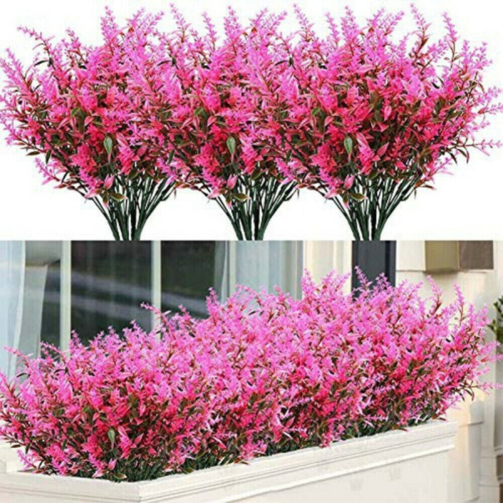 Artificial Flowers Plastic Fake Plants UV Resistant Home In/Outdoor Garden Decor