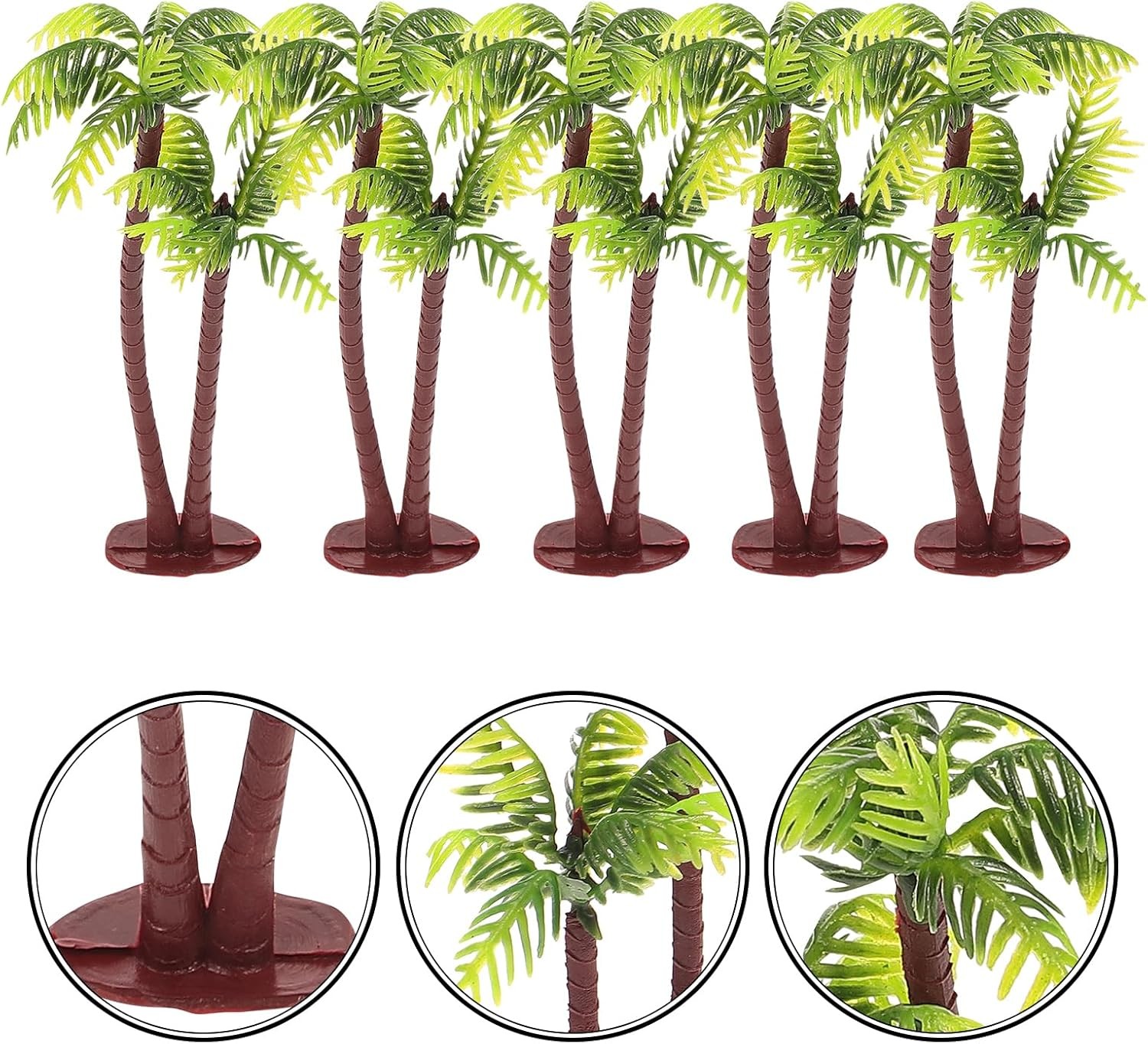 Amosfun 5Pcs Plastic Coconut Palm Model Trees Artificial As Shown