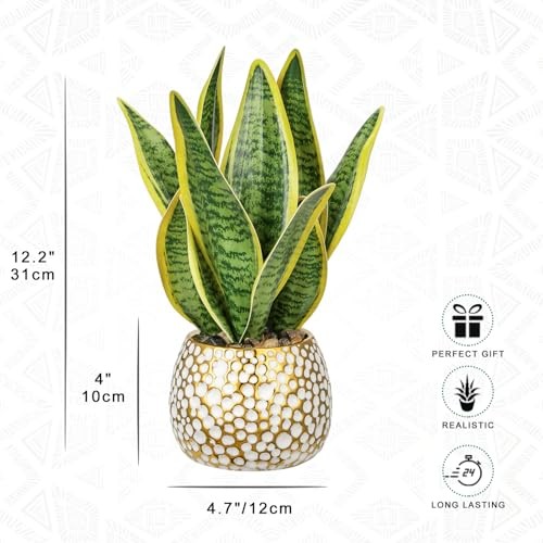 Artificial Snake Plant Potted Faux Sansevieria Trifasciata Green-13″ Style 2