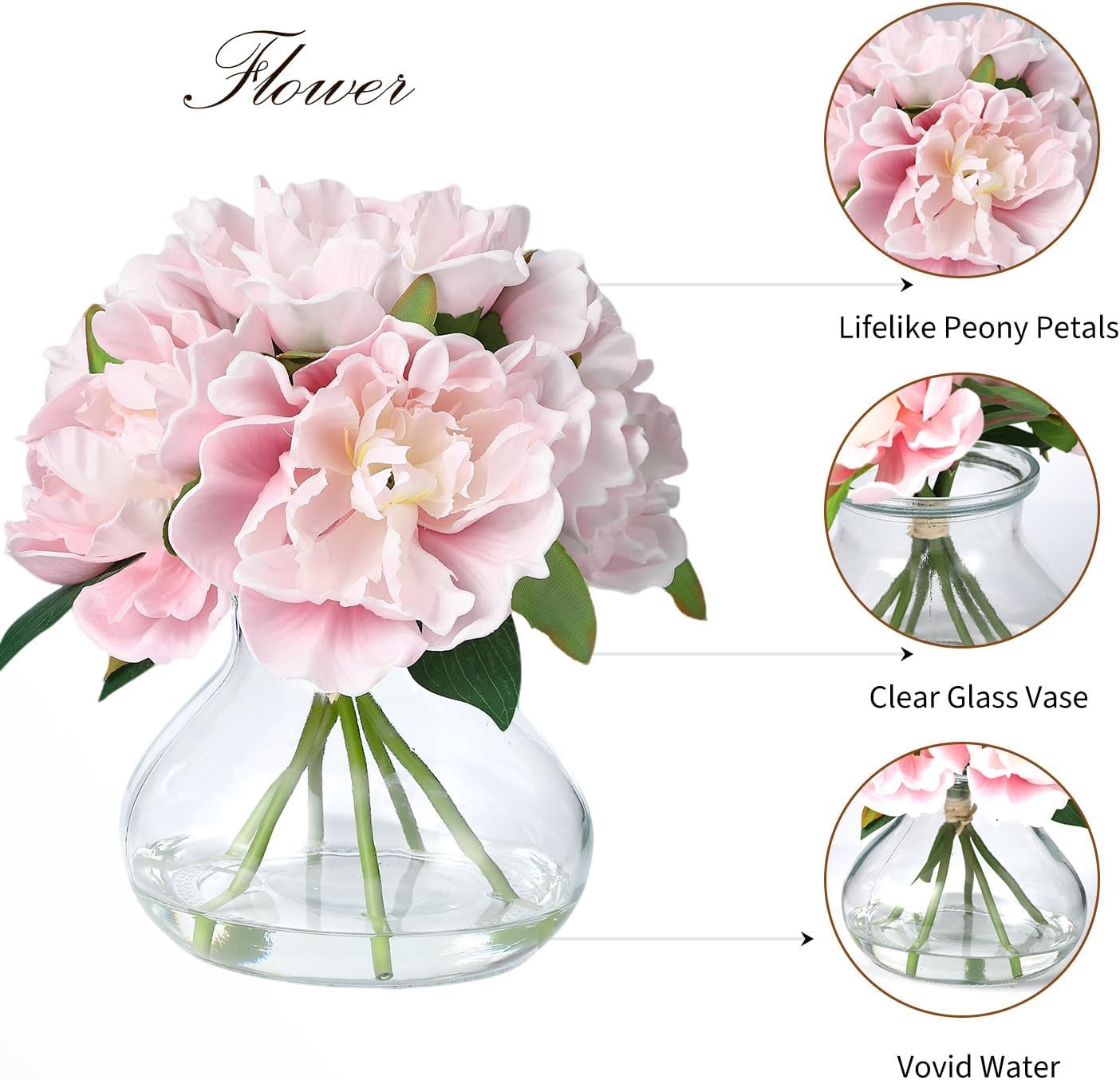 Artificial Silk Flower Arrangement w/ Glass Vase Faux Water Table Wedding Decor