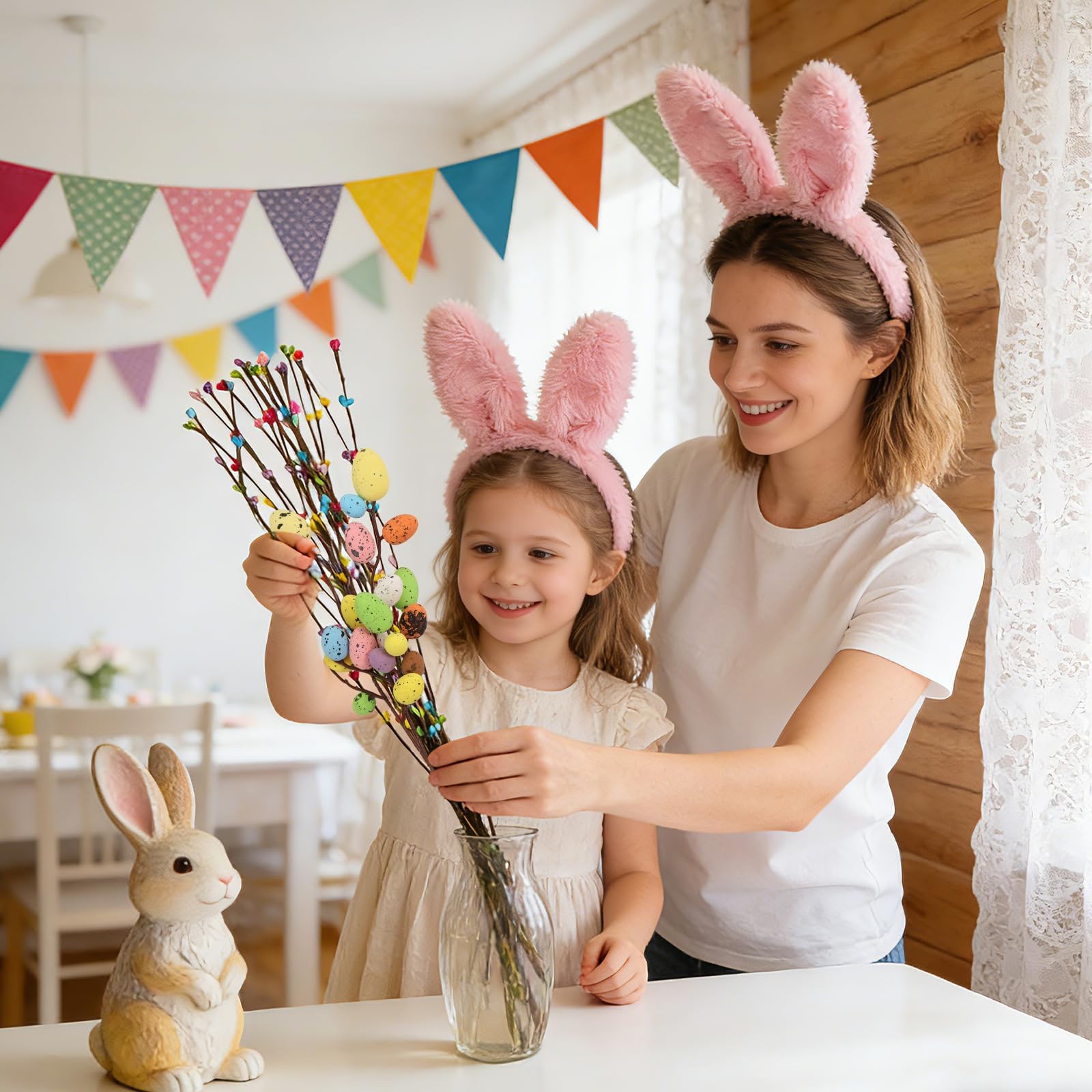 26Pcs Easter Decorations for Home – Faux Vine with Berries and Easter Eggs Pi…