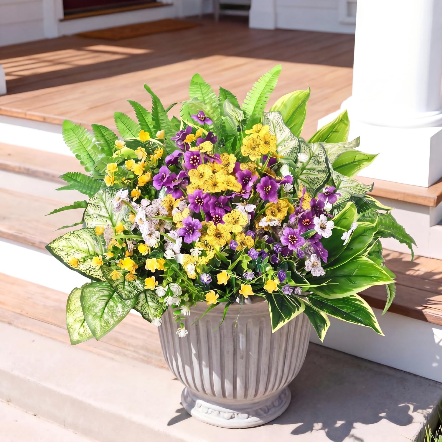 24 Pcs Artificial Flowers for Outdoor Window Box, Artificial Fake Plants Plas…