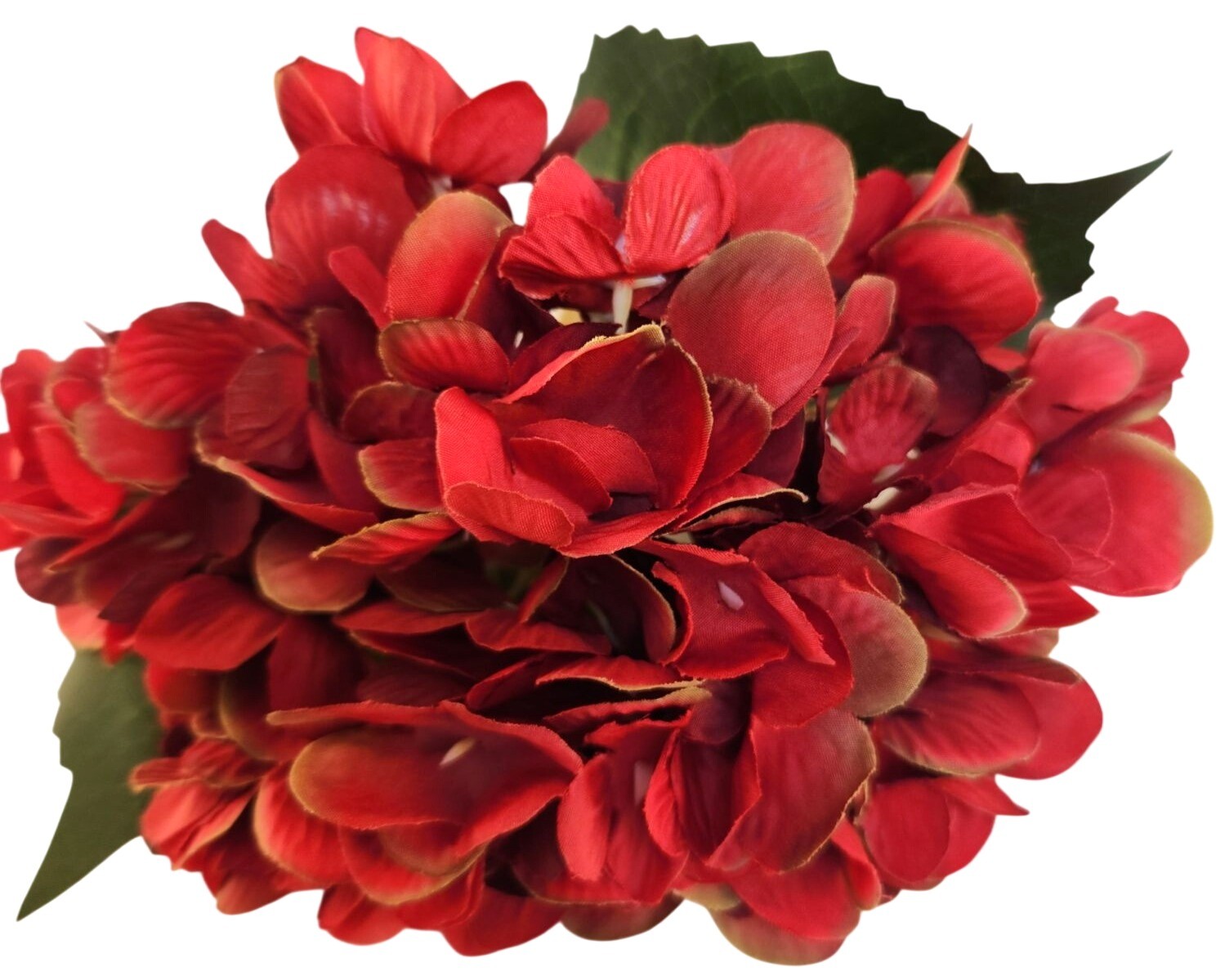 Red Artificial Hydrangea Stem Silk Flower Deep Red Faux Floral Wedding Decor