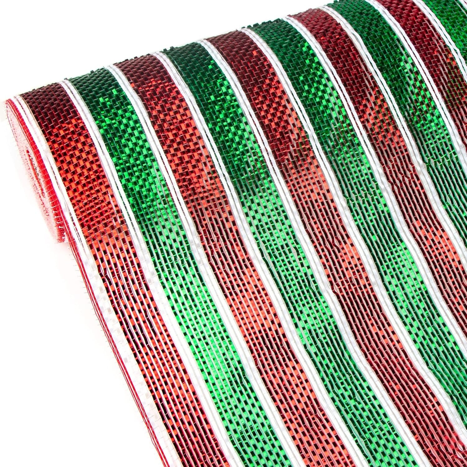 Tinsel Mesh ~ 10.5″ x 10 Yd ~ Red Lime Green White ~ NEW FACTORY SEALED Lot of 2