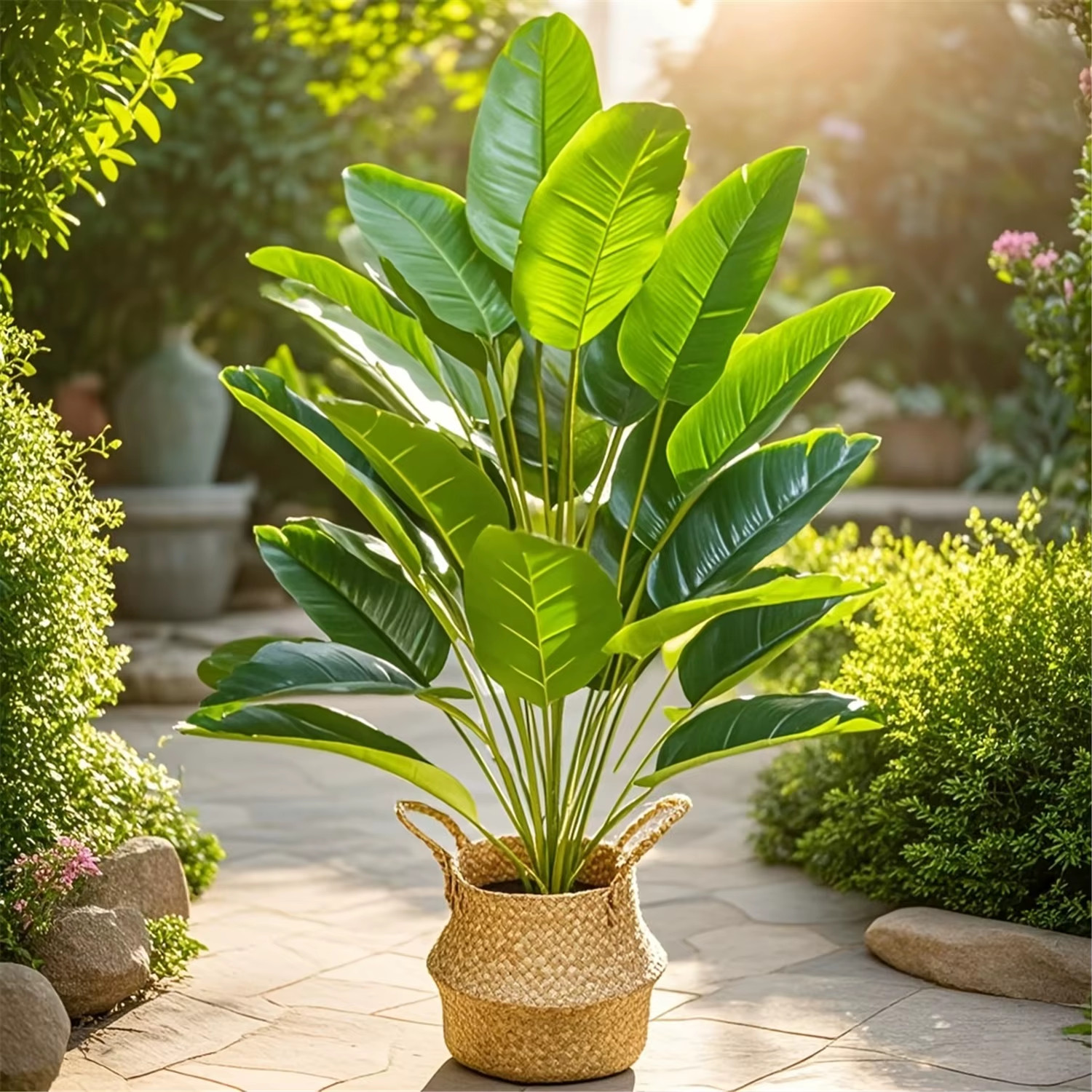 24 Leaves Extra Large Realistic Artificial Palm Plant Tropical Home Display HOT