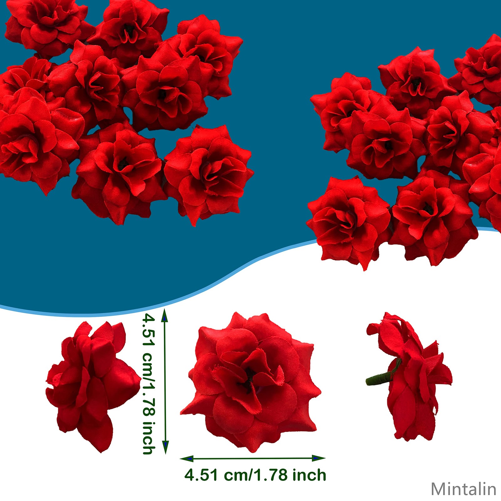 120 PCS Artificial Silk Red Roses Head Fake Flower DIY Wedding Centerpiece