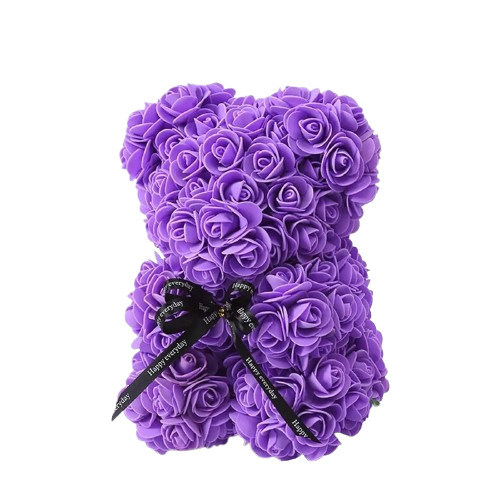 25CM Rose Teddy Bear Artificial Flowers Foam Valentine’s Day Birthday Gift