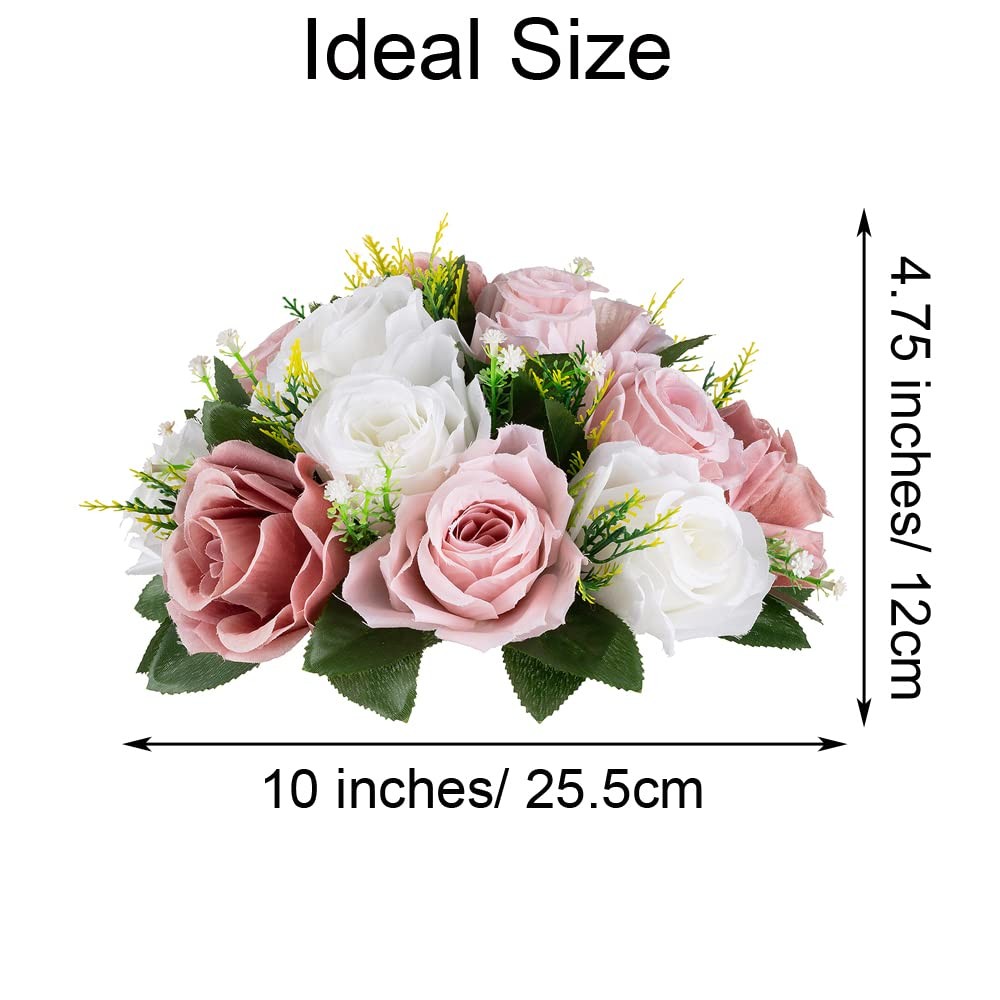 2 PCS Flower Centerpieces Wedding Table Decorations Dusty Rose White Balls