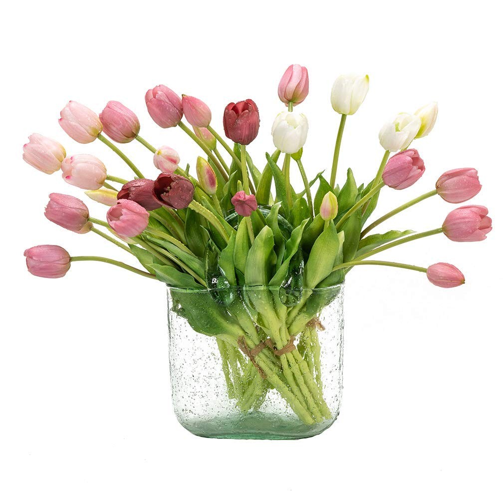 15Pcs Artificial Tulips Flowers, Soft Touch Realistic Latex Tulips Bouquet fo…