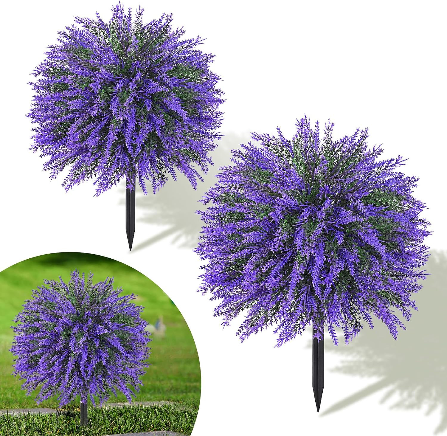 22″ UV Resistant Lavender Topiary Ball Trees – 2 Sets for Outdoor Decor
