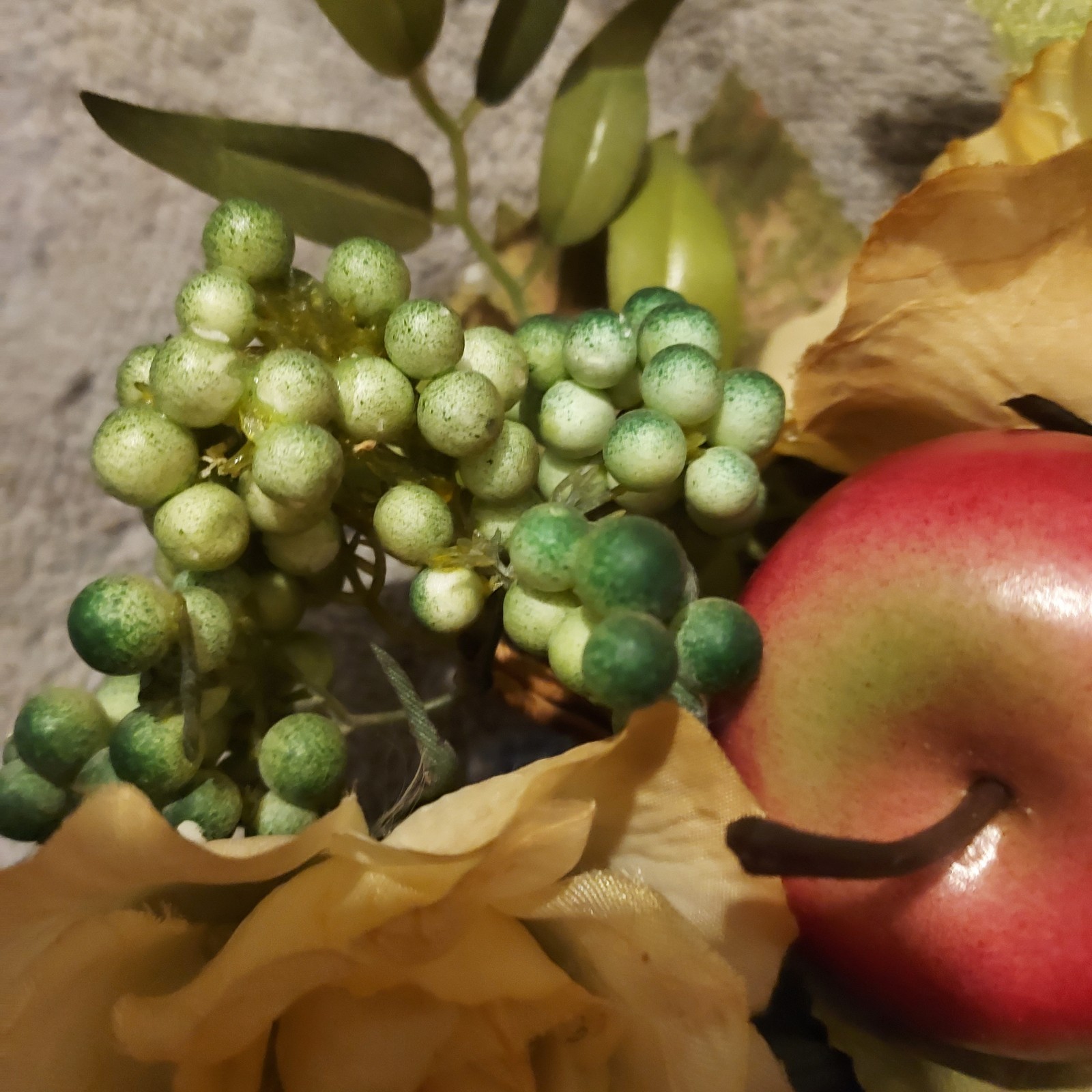 Vtg Floral Fruit Apple Swag Hanging Vine Roses Kitchen Farm Cottage 25 In READ