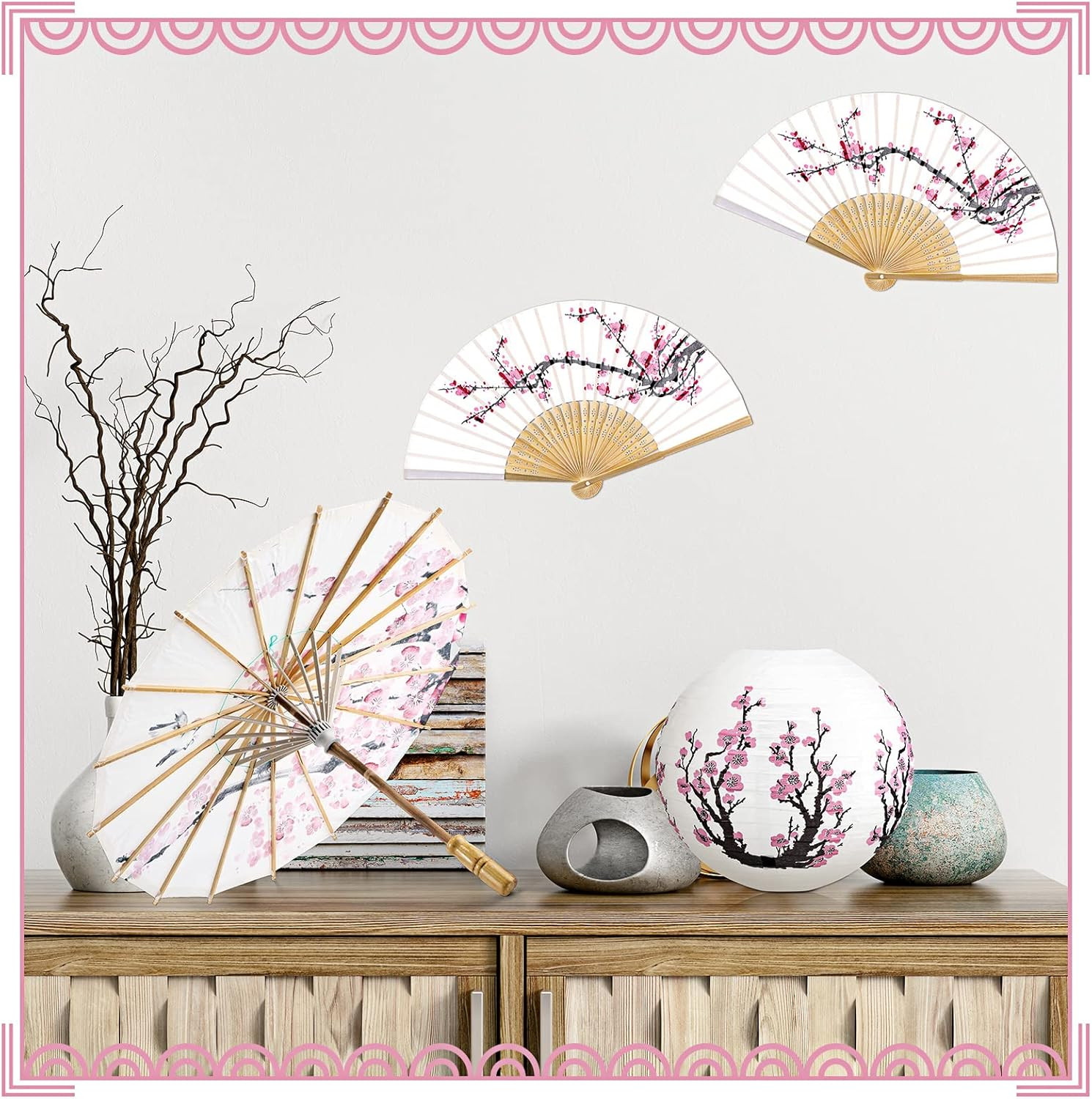 12 Pcs Cherry Japanese Blossom Decor Set Chinese New Year Decorations 4 Blossom