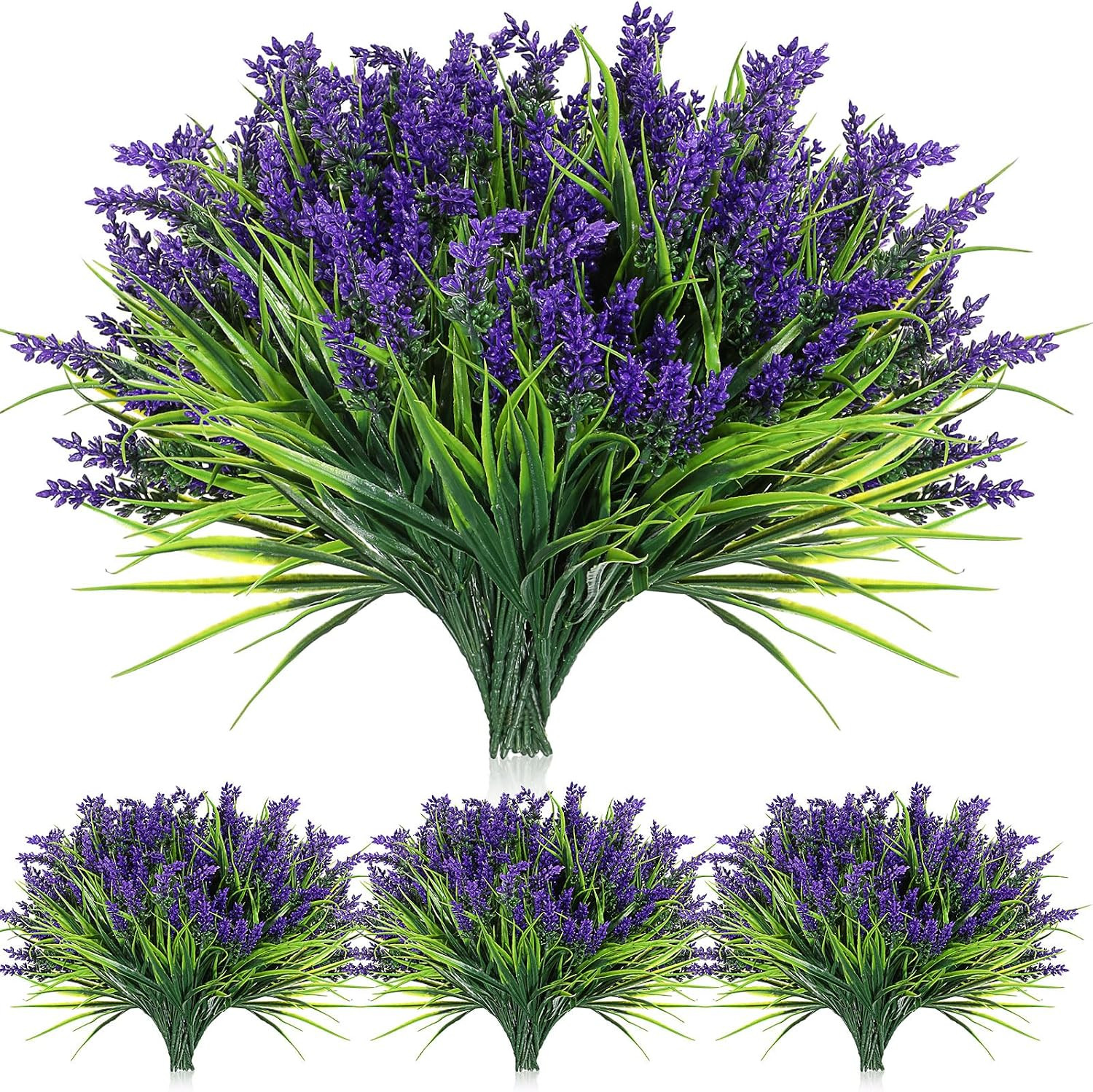 50 UV Resistant Purple Artificial Monkey Grass Plants for Garden & Home Decor