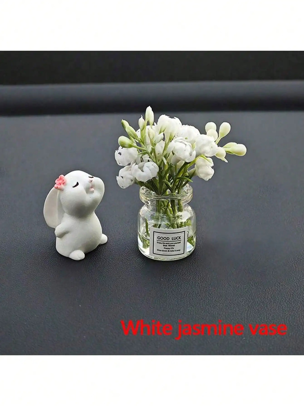 2Pcs Cute Rabbit Car Dashboard Ornament Mini Flower Vase Interior Styling Decor