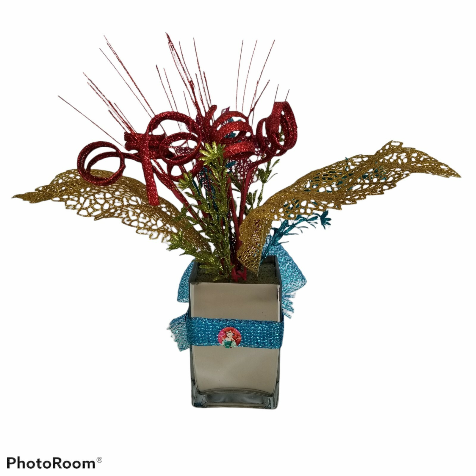 Walt Disney Little Mermaid Floral Arrangement Table Decor Centerpiece Glitter