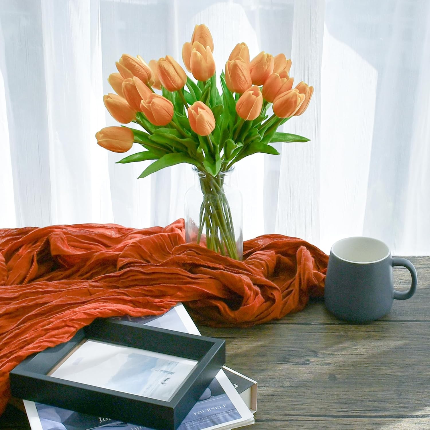 Lifelike Gold Tulips Centerpiece – 20 Eco-Friendly Stems for Stylish Home Decor