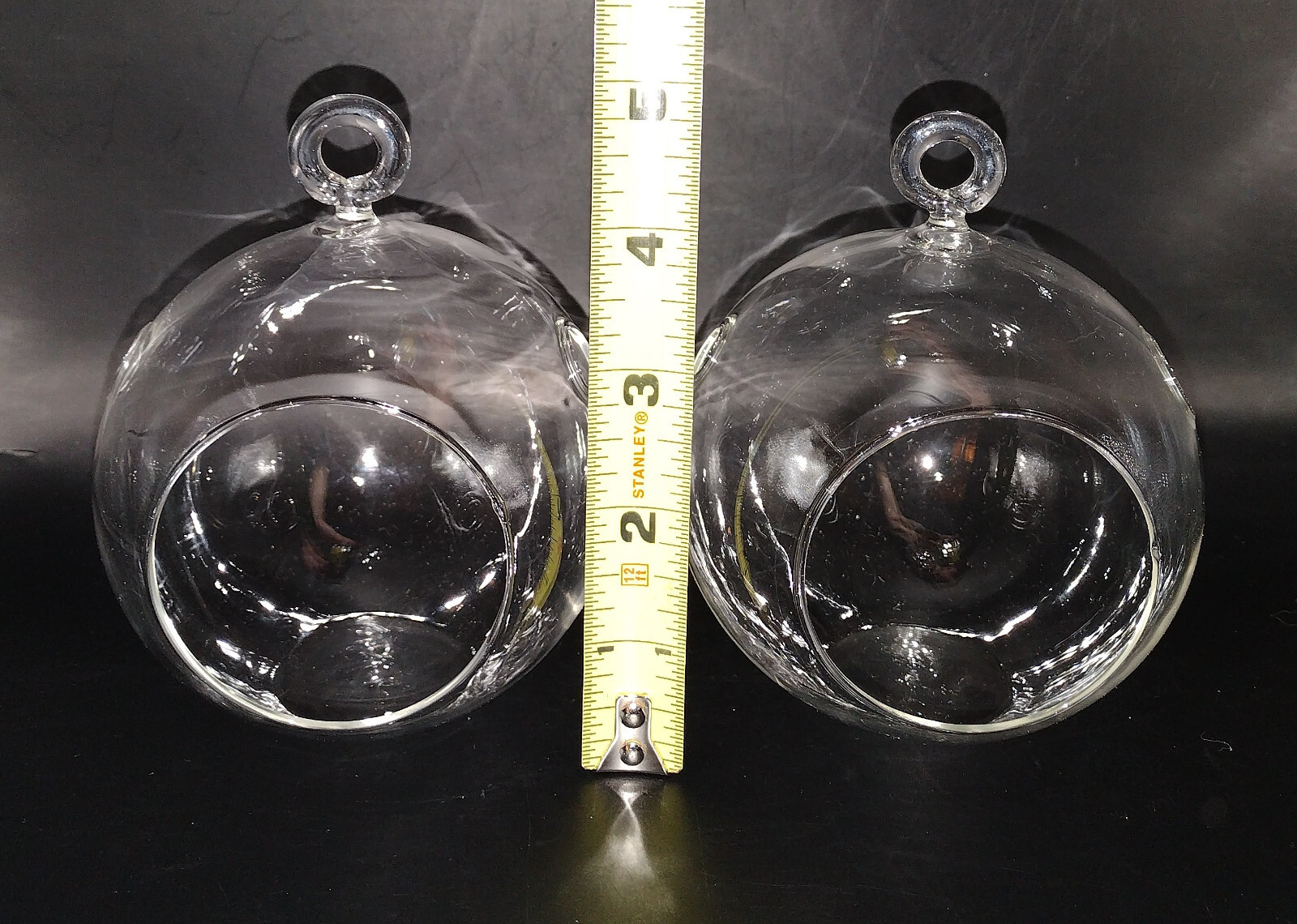 Hanging Globe Round Glass Terrarium Air Plant Orbs Clear 4” Diameter Pack of 2